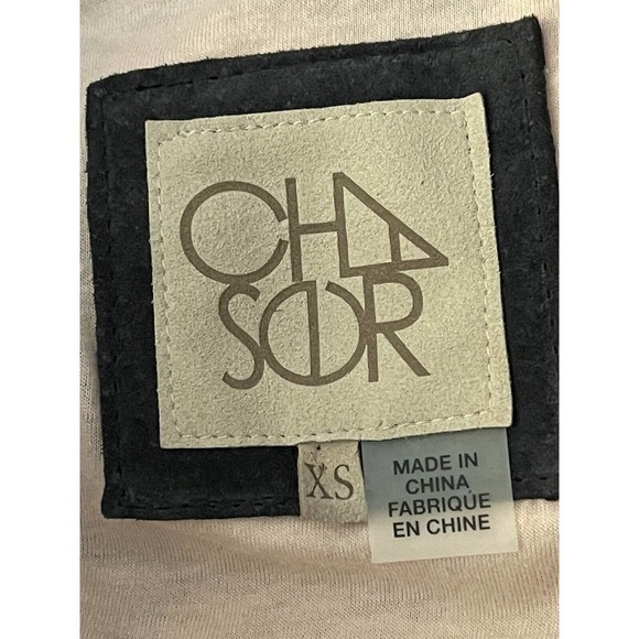 CHASER Size XS Color Block Moto Zip 100% Suede Leather Jacket - Rare - Picture 4 of 6